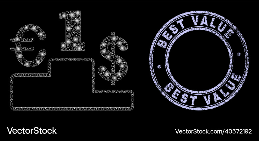 Scratched best value seal and shiny net currency Vector Image
