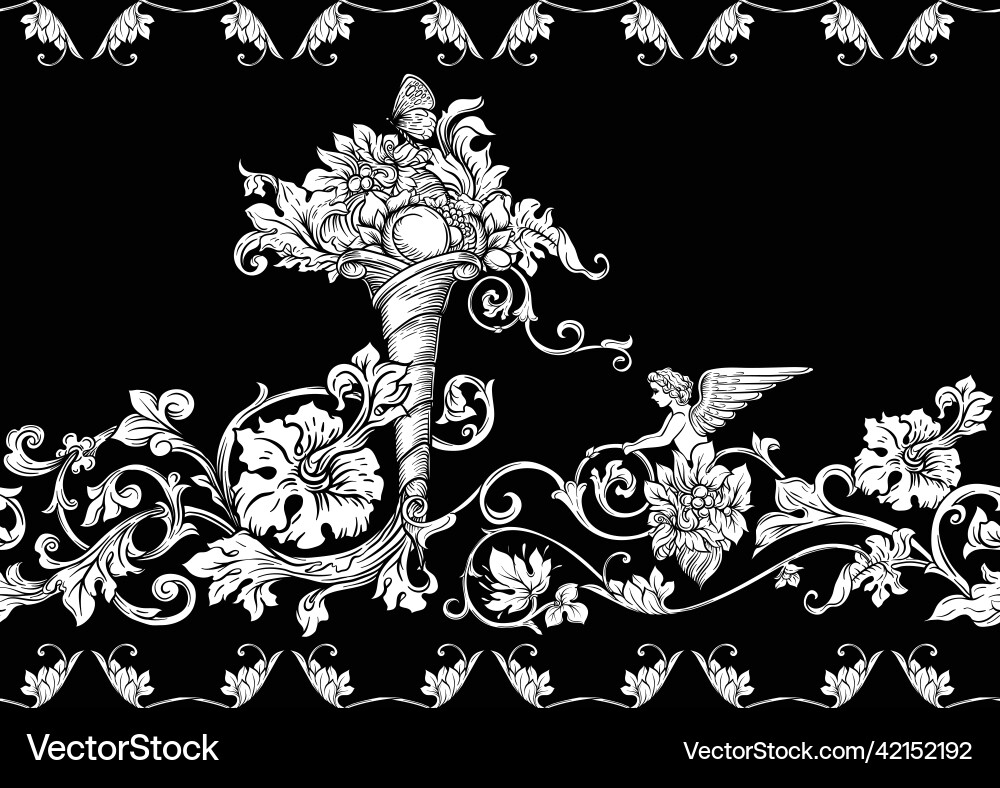Seamless pattern background in baroque rococo Vector Image