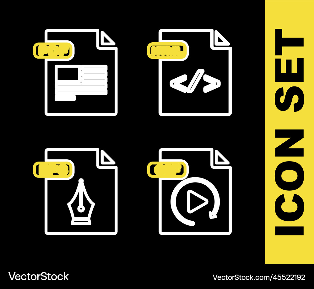 Set line html file document gif eps and pdf icon Set line html file document gif eps and pdf icon vector image