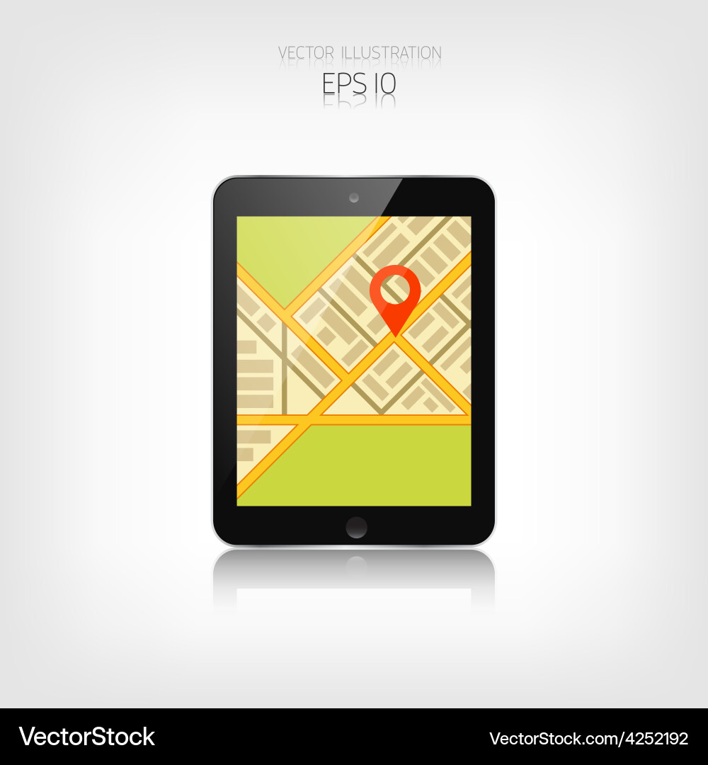 Tablet Navigation with Map Background vector image