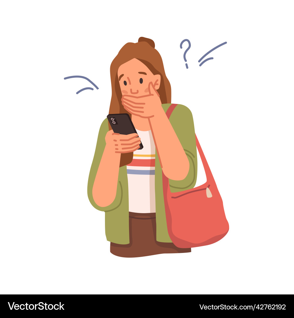 Woman reading bad news from smartphone in hand Vector Image