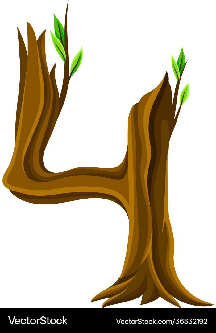 Woody number four arranged from branching tree Woody number four arranged from branching tree vector image