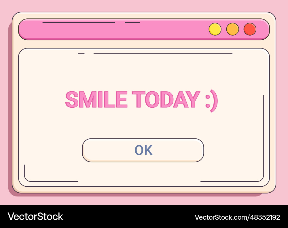 Y2k computer open window with cheerful text retro Y2k computer open window with cheerful text retro vector image