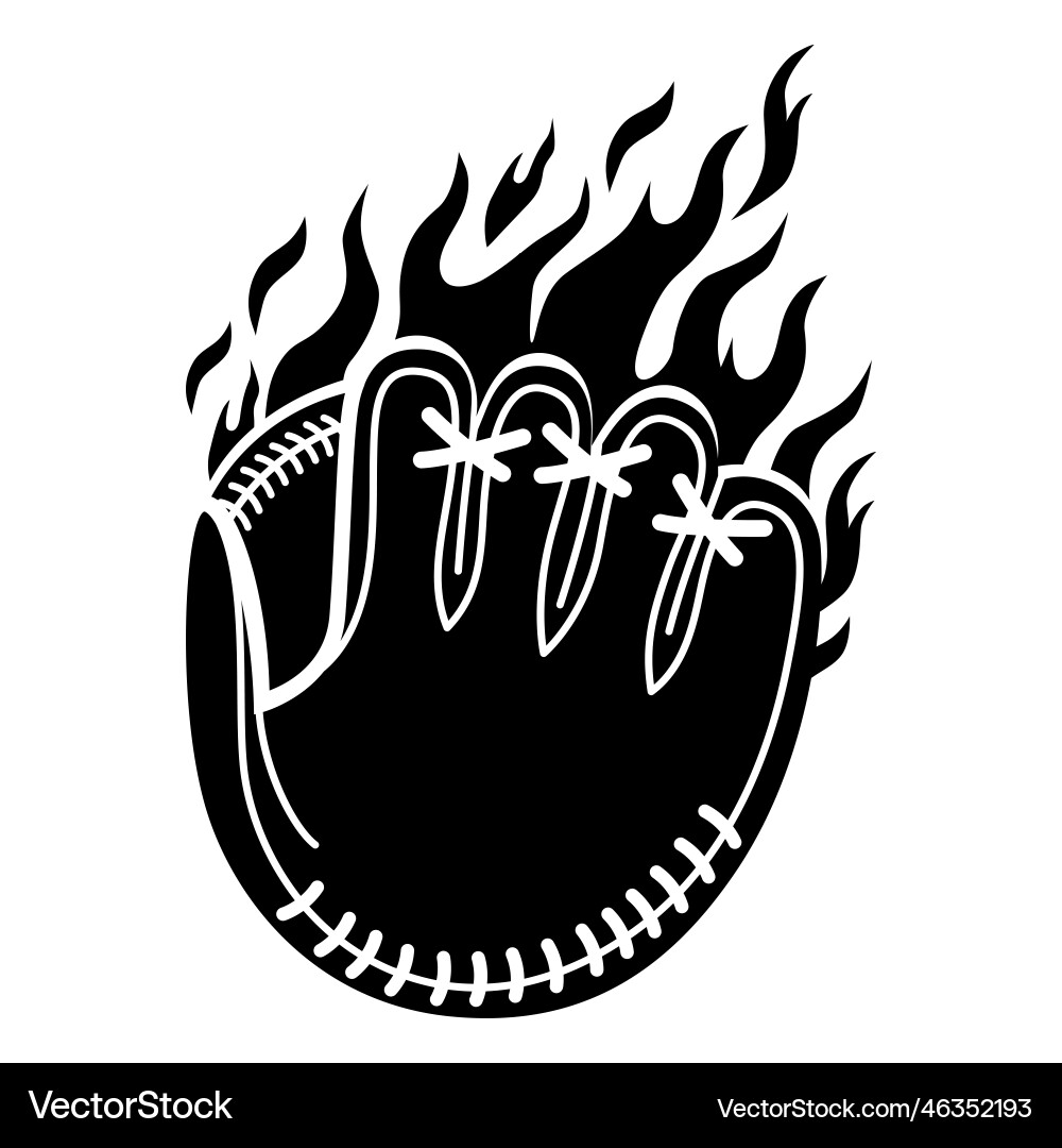 Baseballhandschuh auf Feuer ausgeschnitten Baseballhandschuh auf Feuer ausgeschnitten vektorbild