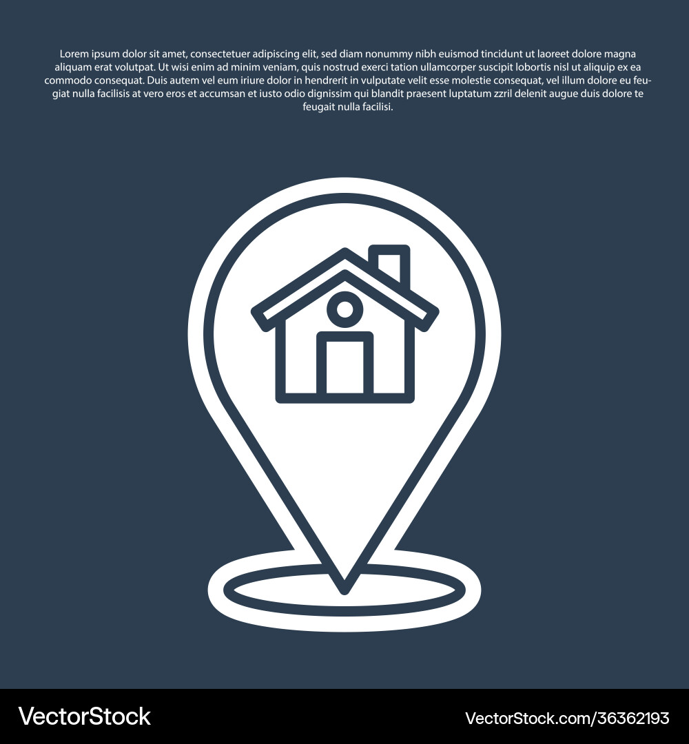 Blue line map pointer with house icon isolated vector image