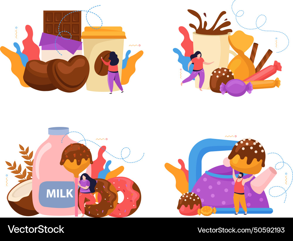 Chocolate compositions set Royalty Free Vector Image