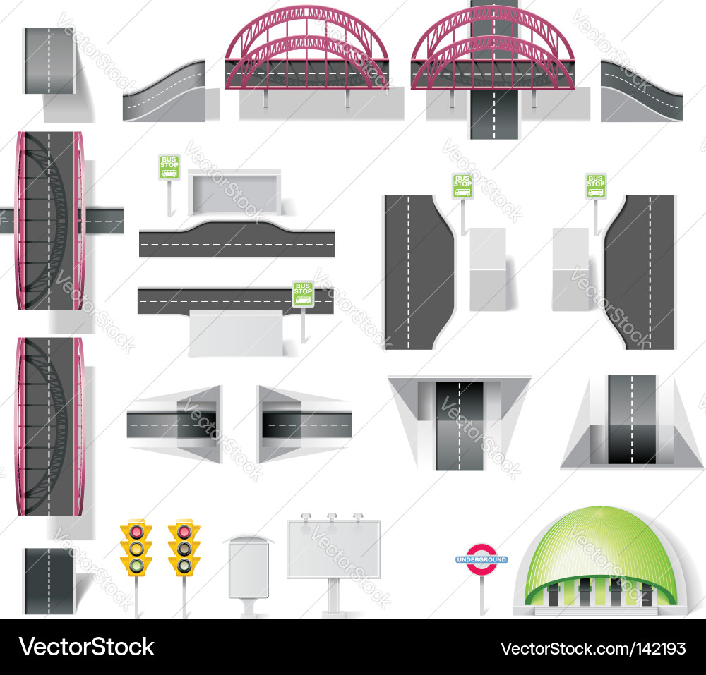 City Map Elements & Icons Vector Image