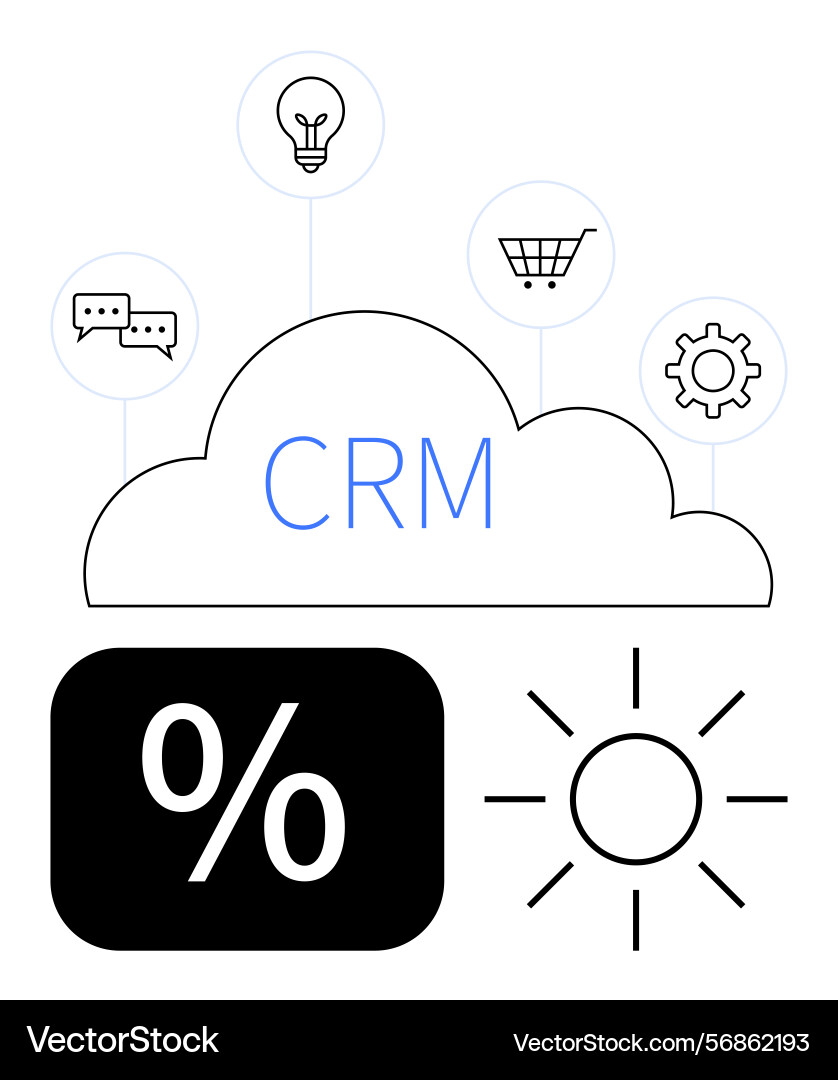 Cloud-based crm system connecting key business Cloud-based crm system connecting key business vector image