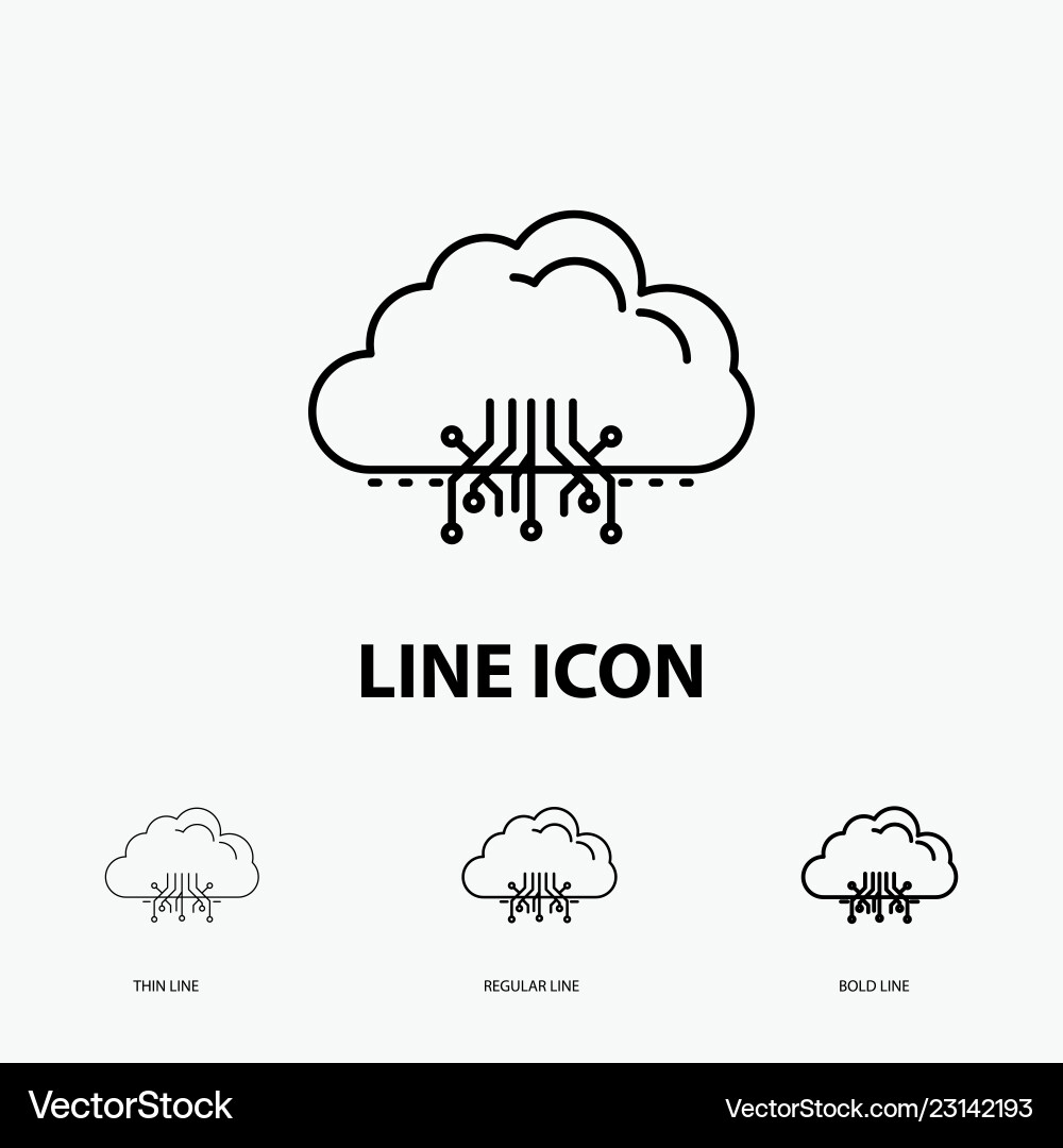 Cloud computing data hosting network icon in thin Cloud computing data hosting network icon in thin vector image
