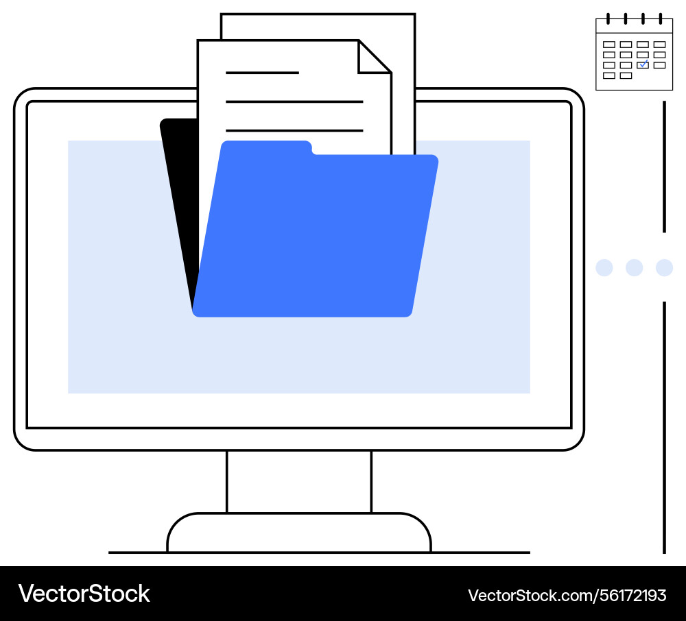 Digital file management with folder and documents Digital file management with folder and documents vector image