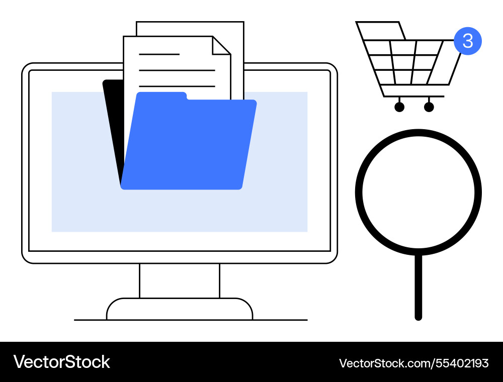 Digital file management with search and shopping Digital file management with search and shopping vector image