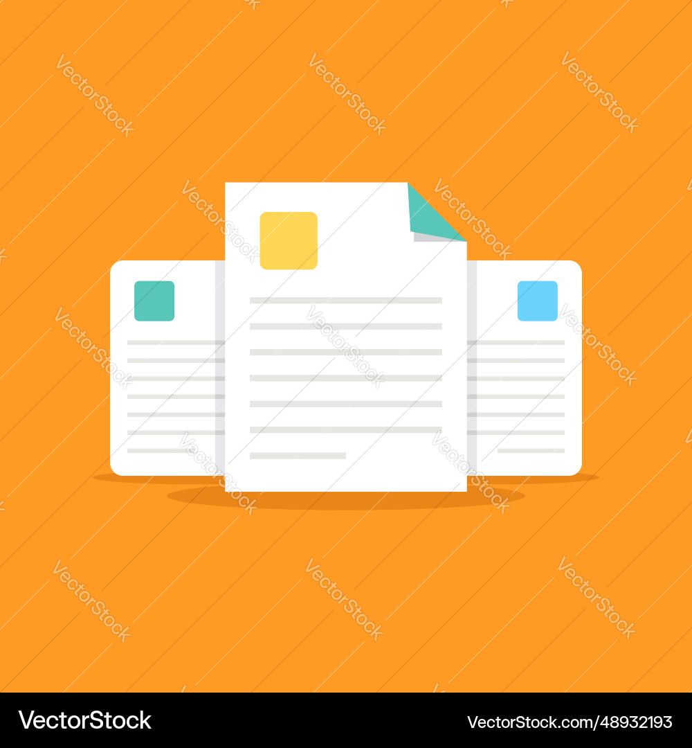 Document folder with stamp and text icon in flat Document folder with stamp and text icon in flat vector image
