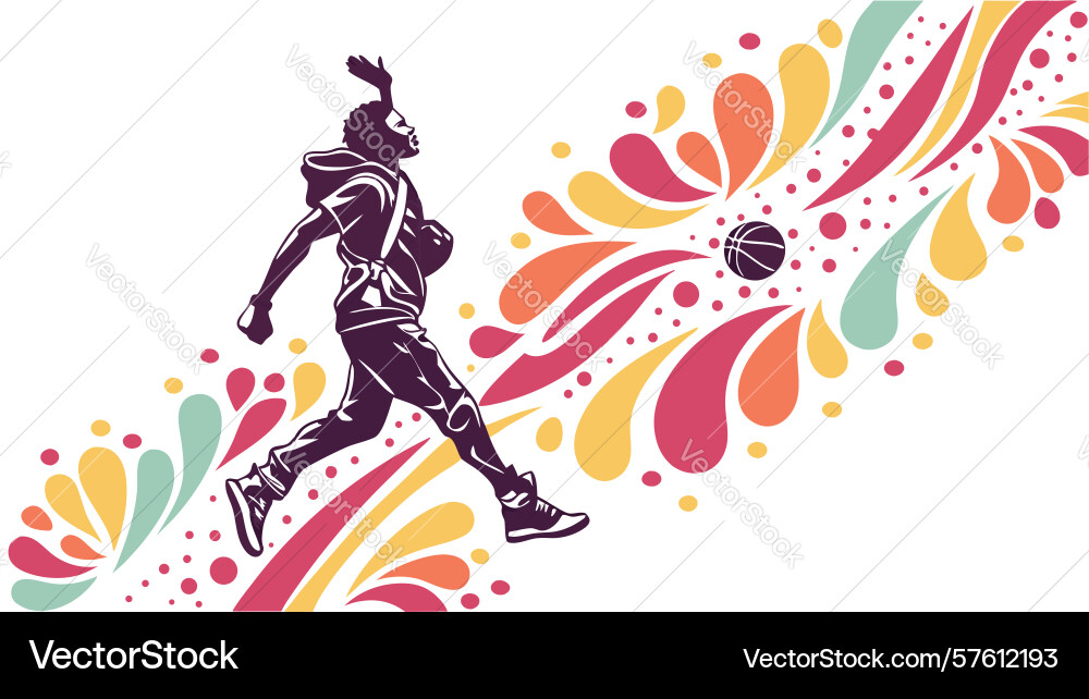 Dynamic runner on colorful gradient path vector image