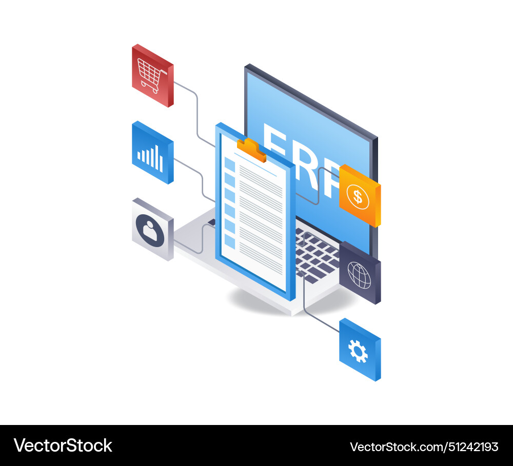 Erp computer developer network business vector image