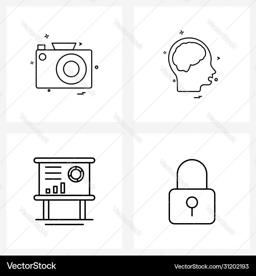 Isolated symbols set 4 simple line icons Vector Image