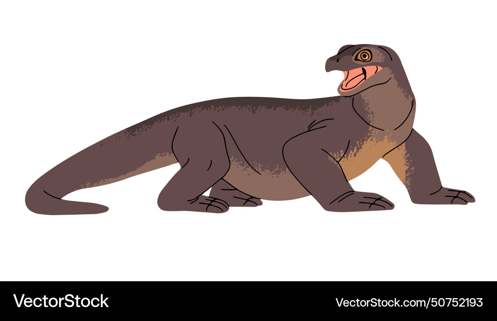 Monitor lizard komodo dragon opens mouth Monitor lizard komodo dragon opens mouth vector image