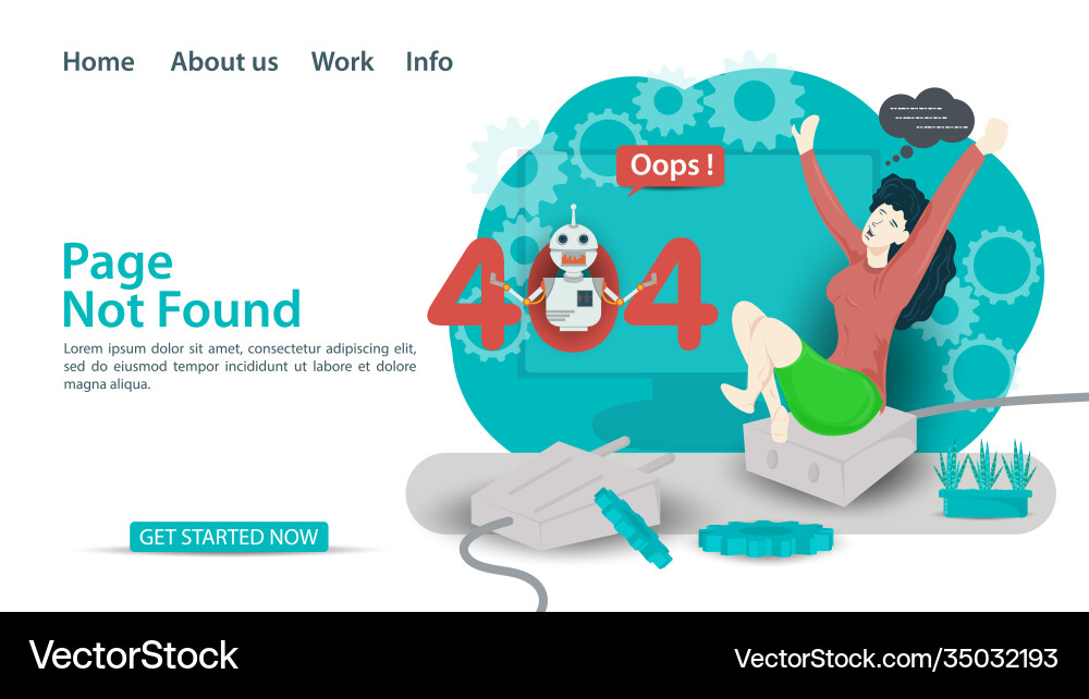 Oops 404 error page not found banner internet Oops 404 error page not found banner internet vector image