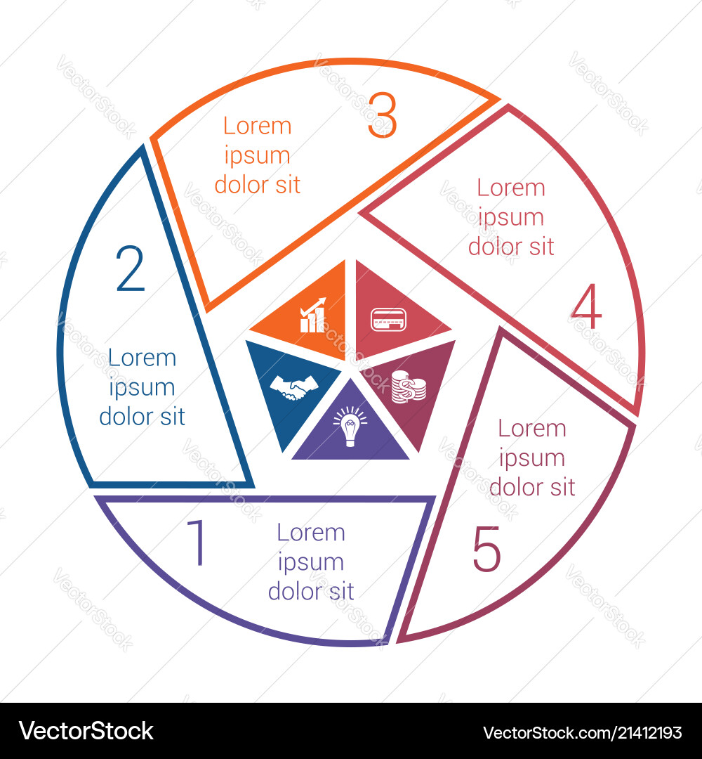 Pie chart on white background from line for 5 Pie chart on white background from line for 5 vector image