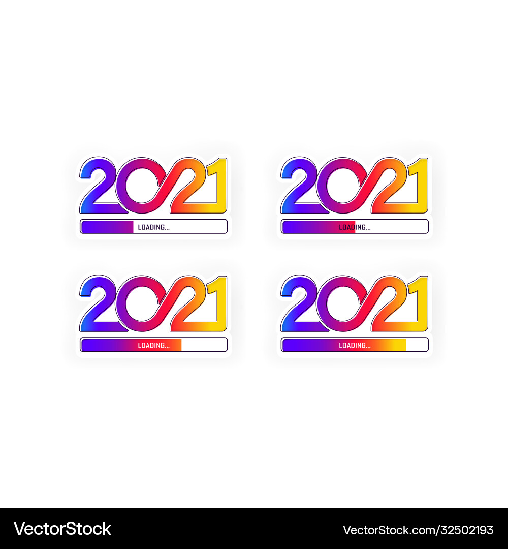 Progress bar showing loading 2021 set icon Progress bar showing loading 2021 set icon vector image