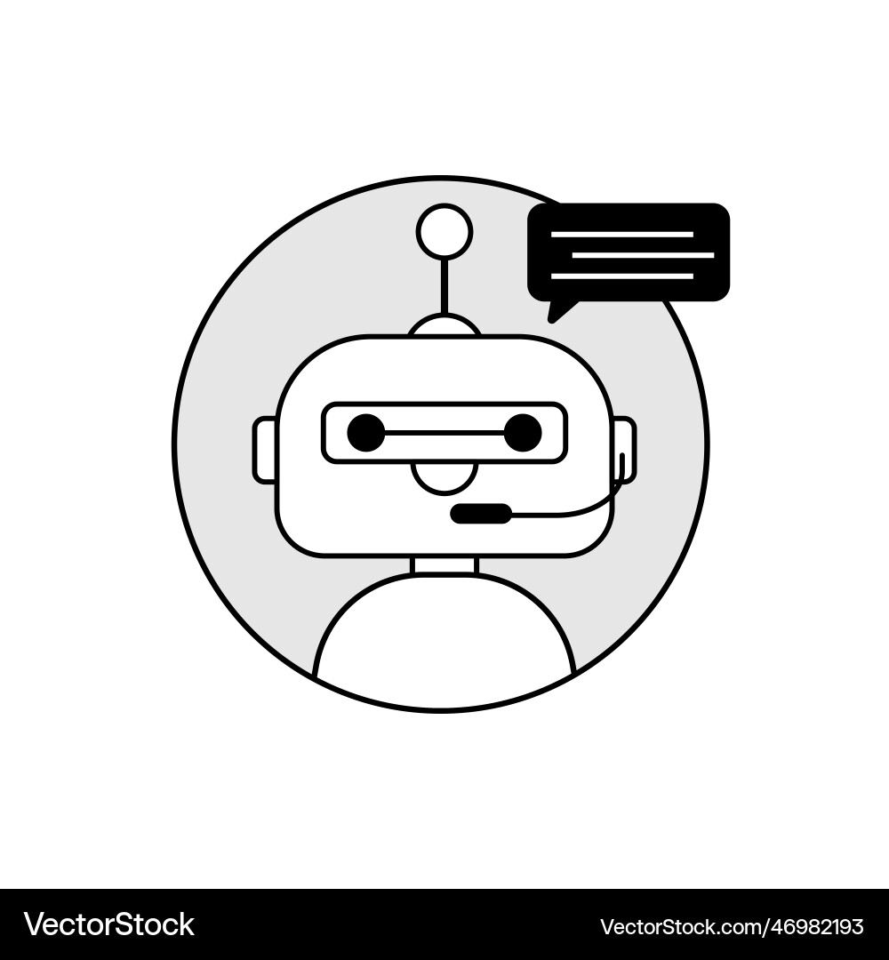 Robot icon t with speech bubble in circle Robot icon t with speech bubble in circle Vector Image