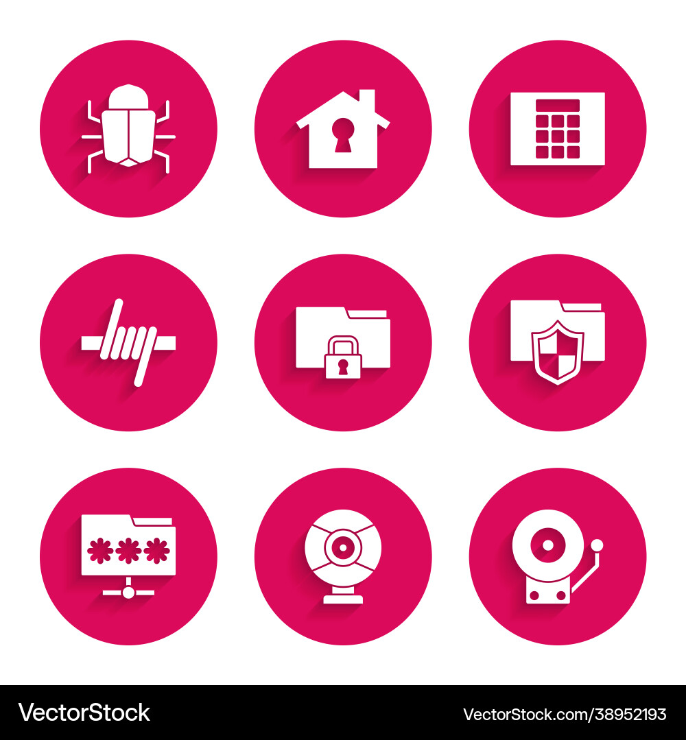 Set folder and lock security camera ringing Set folder and lock security camera ringing vector image