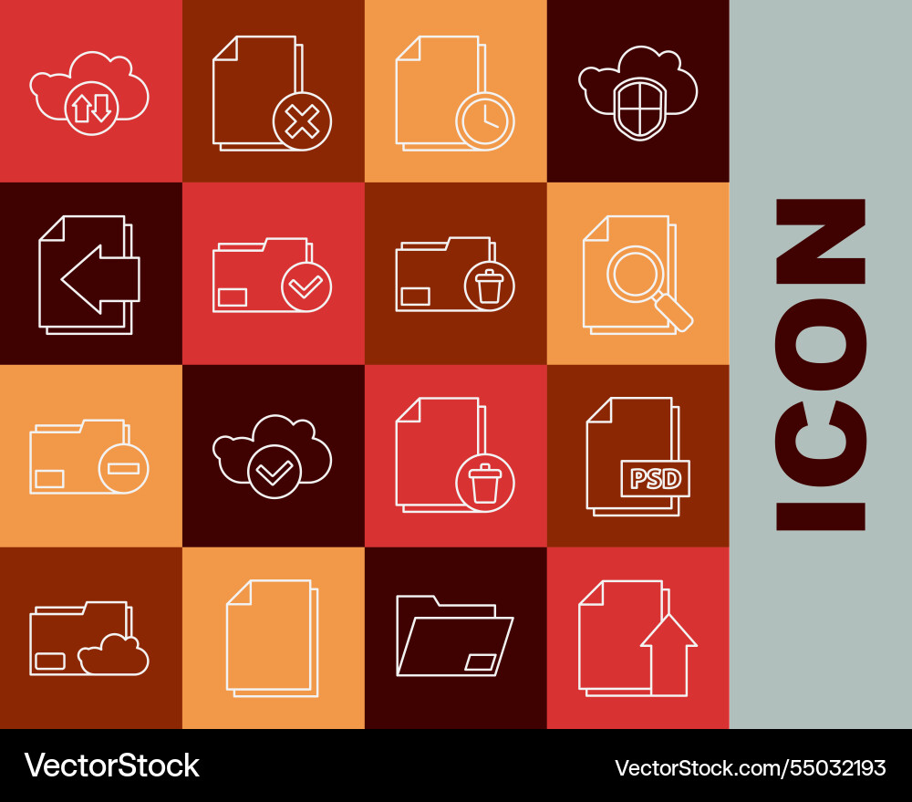 Set line upload file document psd Set line upload file document psd vector image