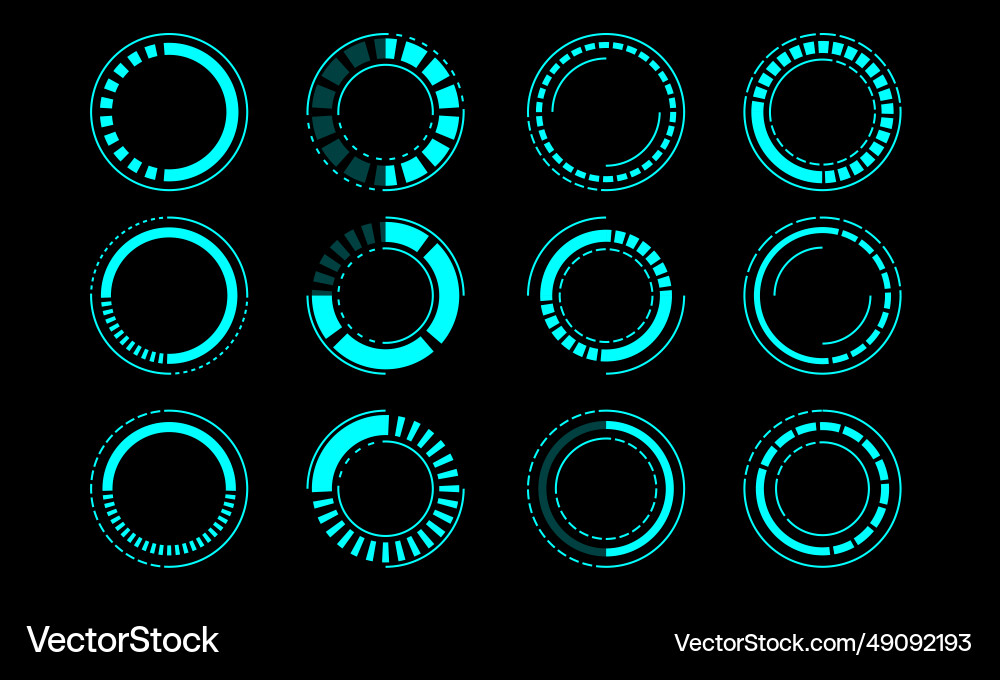 Set of sci fi blue circle user interface elements Set of sci fi blue circle user interface elements vector image