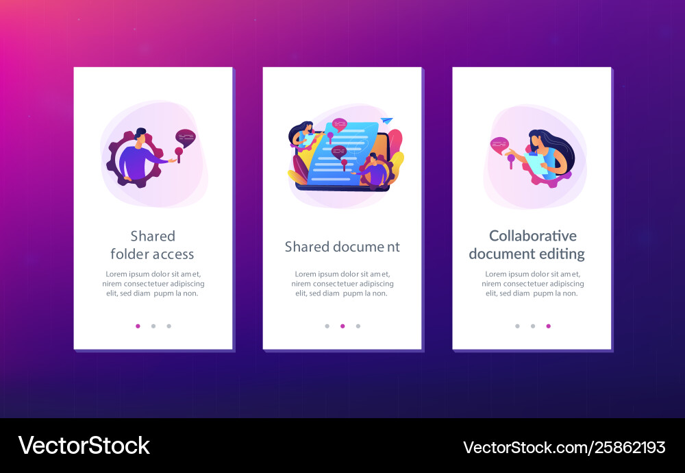 Shared document app interface template Shared document app interface template vector image