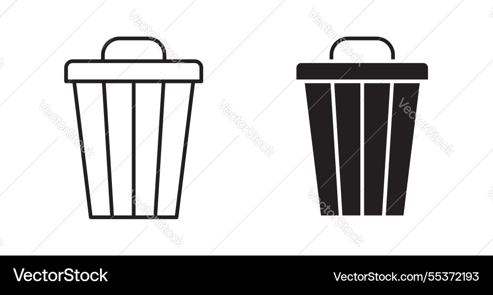 Trash icon set in thin line for web vector image
