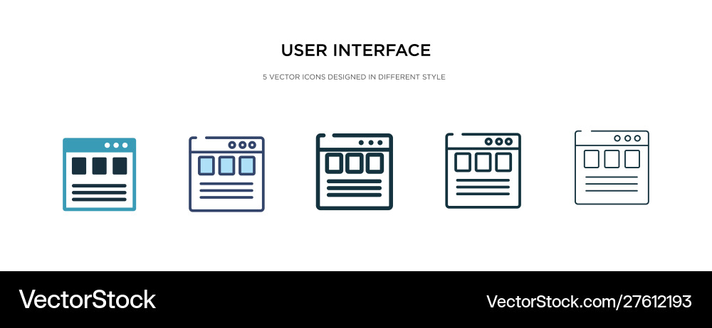 User interface icon in different style two vector image