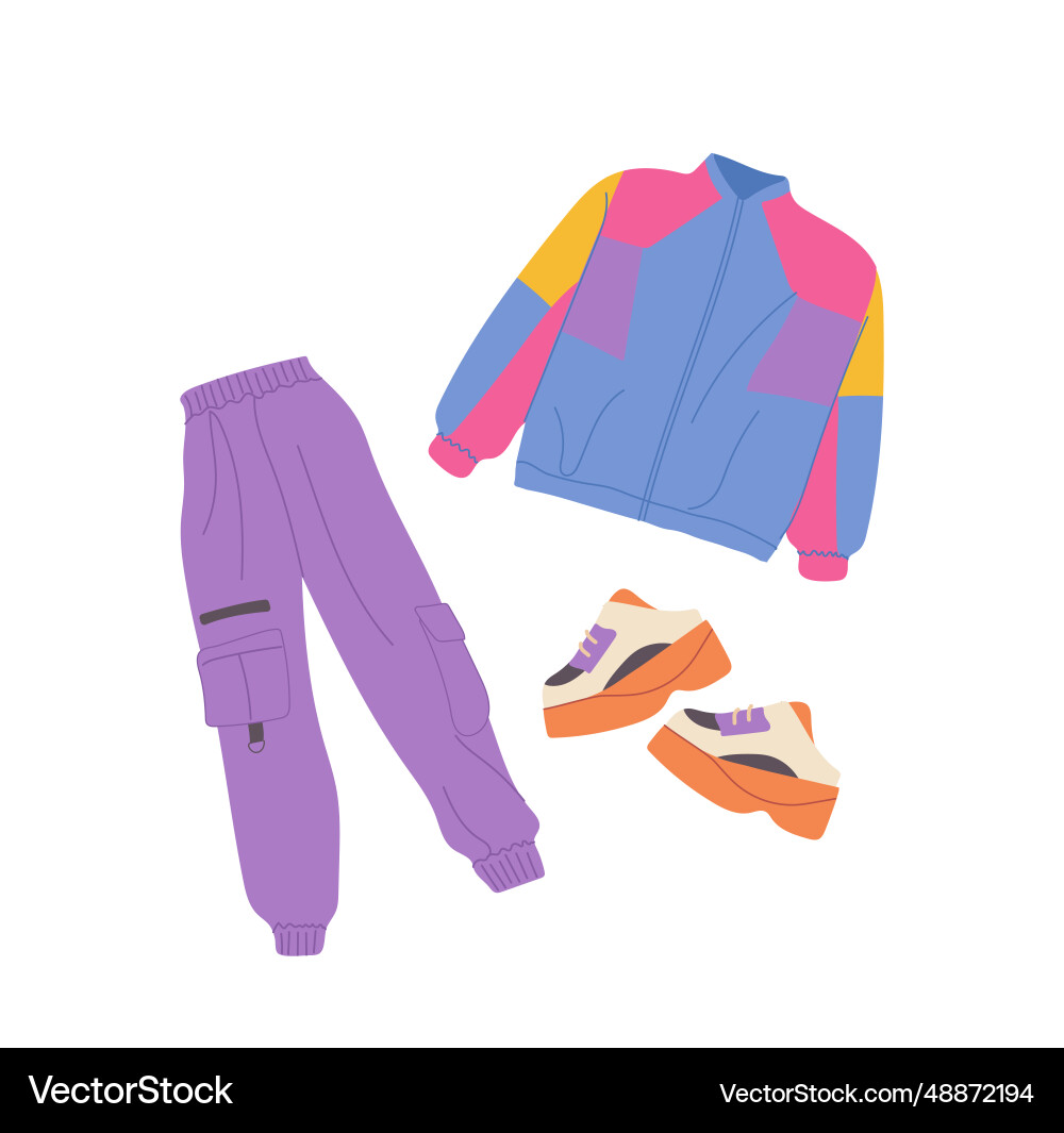 90s fashion style female active sports wear kit 90s fashion style female active sports wear kit vector image
