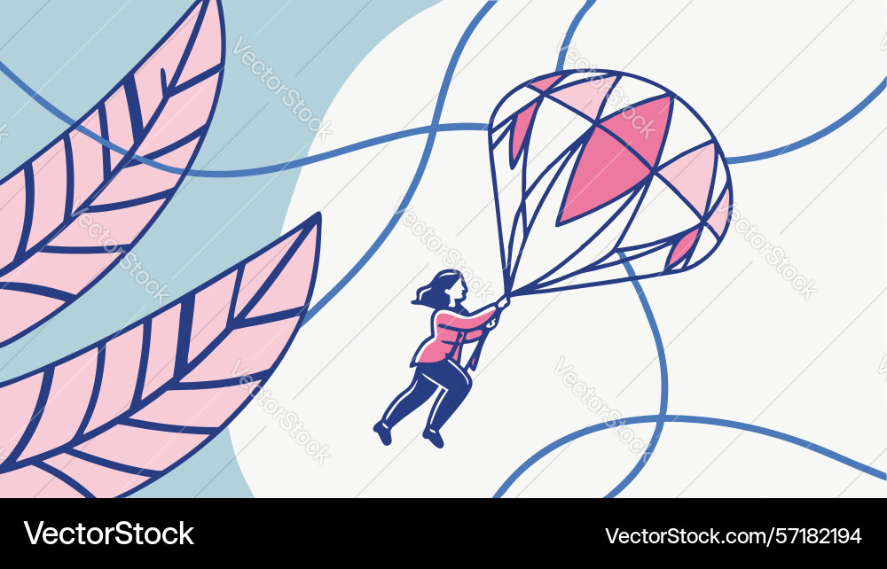 Abstract parachutist with flowing elements Vector Image