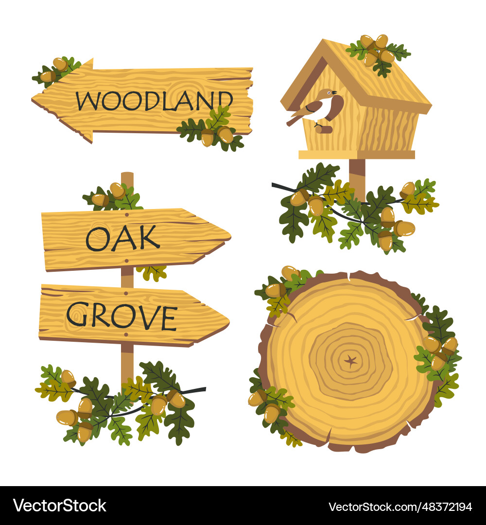 Acorns oak pointers elements set Acorns oak pointers elements set vector image