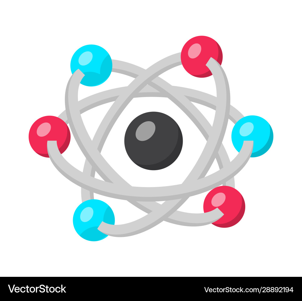 Atom structure model flat Atom structure model flat vector image