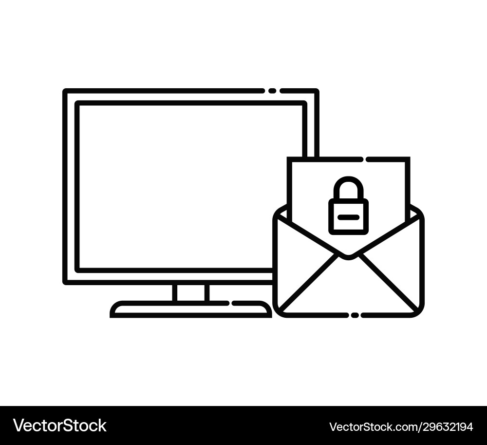 Computer line icon with application Computer line icon with application Vector Image