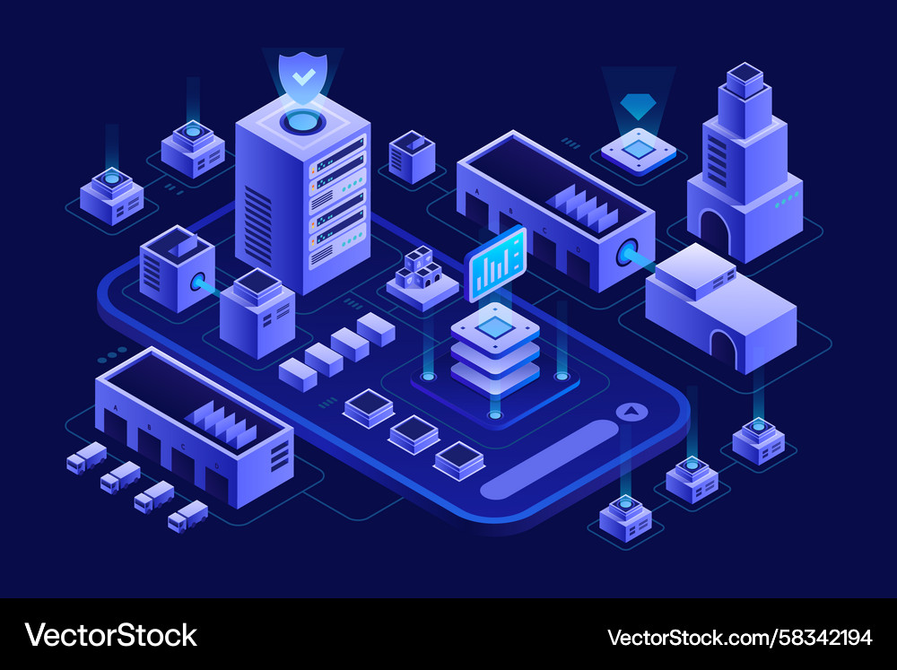 Cryptocurrency and blockchain security concept Vector Image