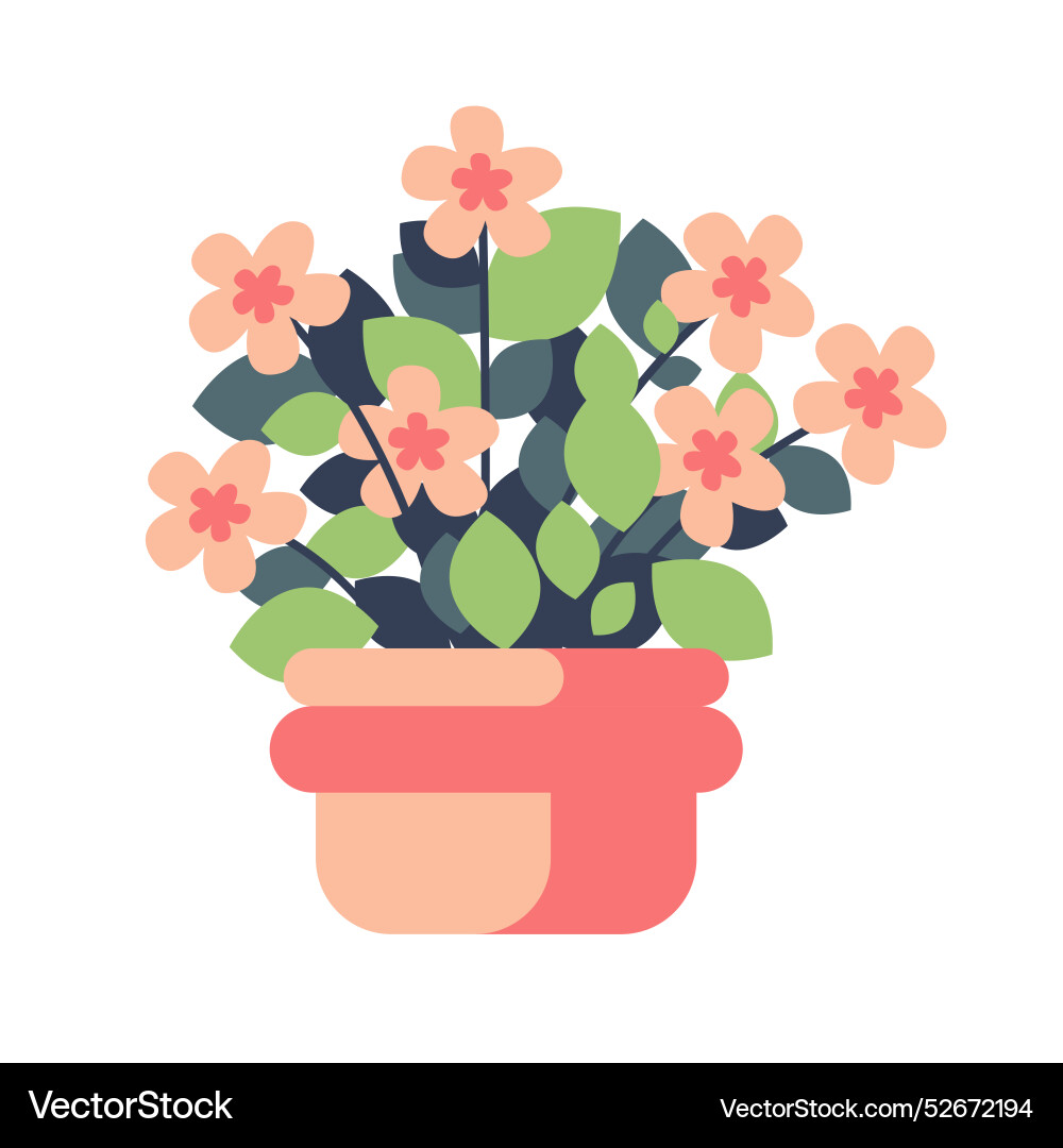 Cute flower in pot Royalty Free Vector Image - VectorStock