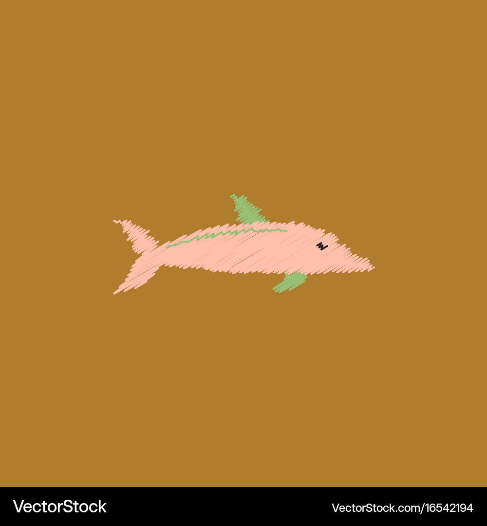 Dolphin delphinus delphis in hatching style Vector Image