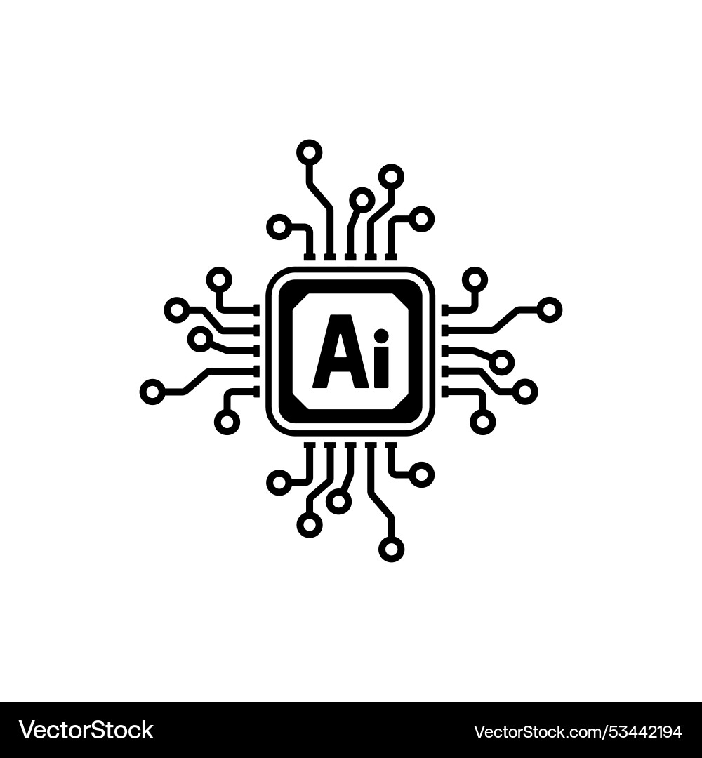 Electronic chip circuit processor artificial Vector Image
