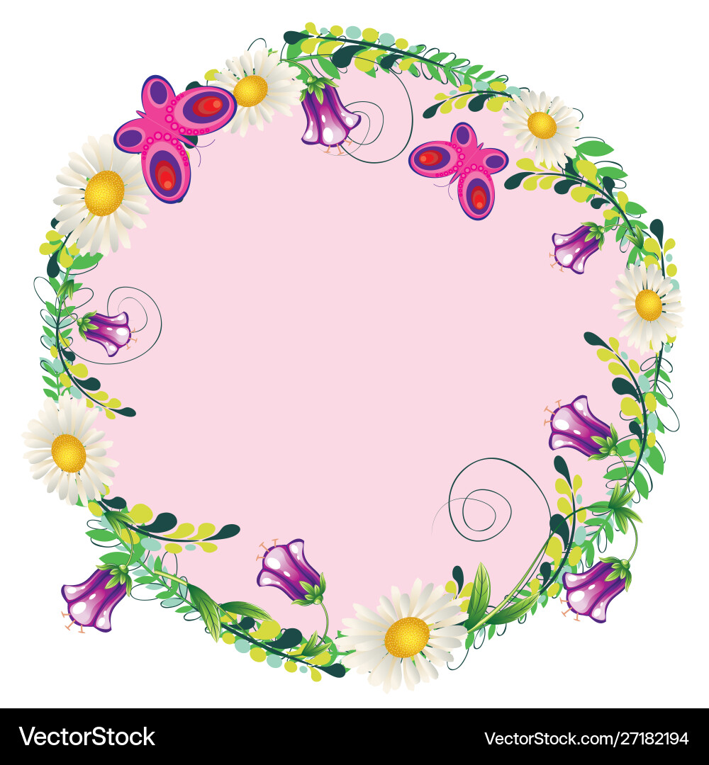 Flower round frame Royalty Free Vector Image - VectorStock
