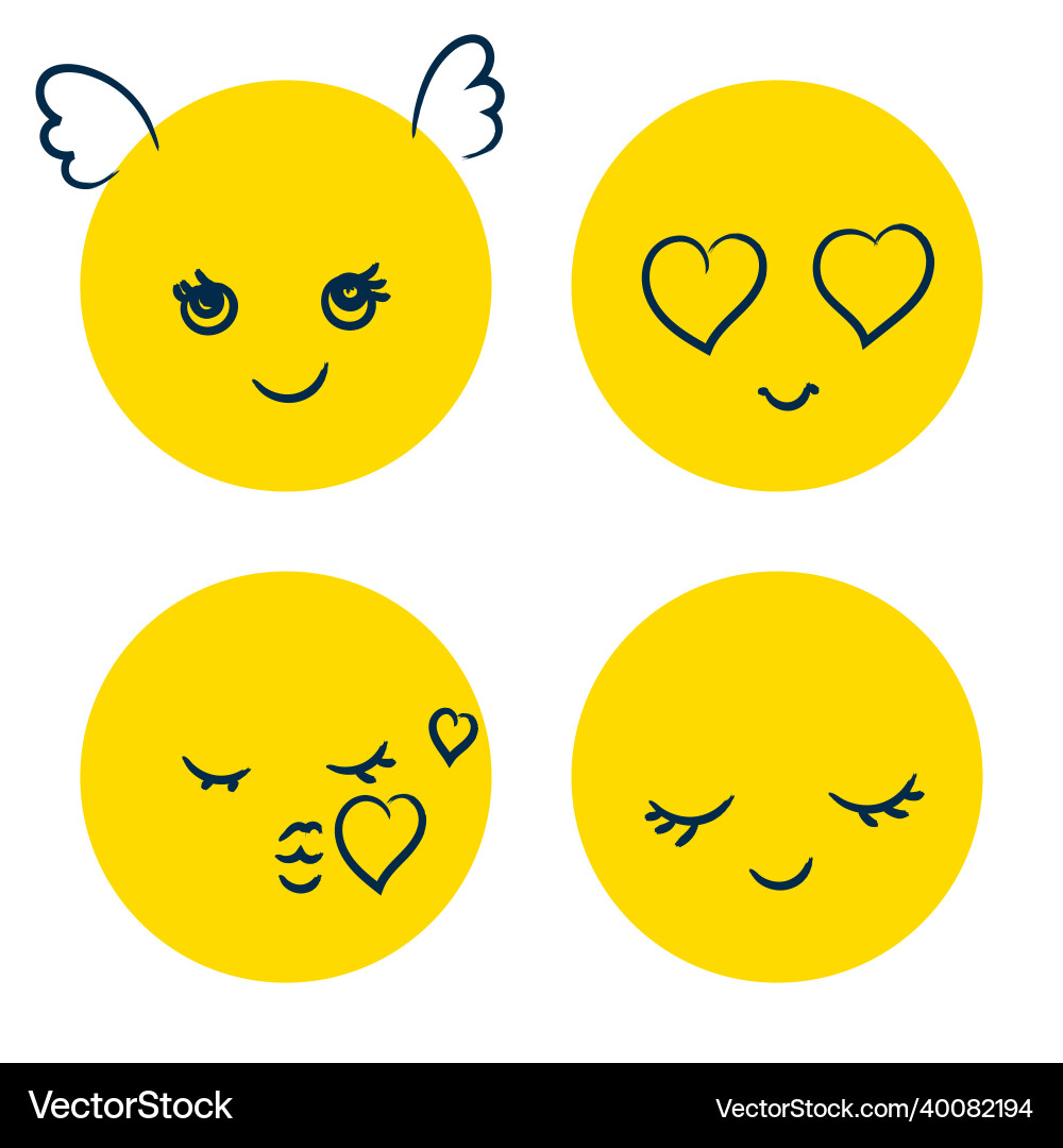 Happy doodle smile collection isolated on white Happy doodle smile collection isolated on white vector image