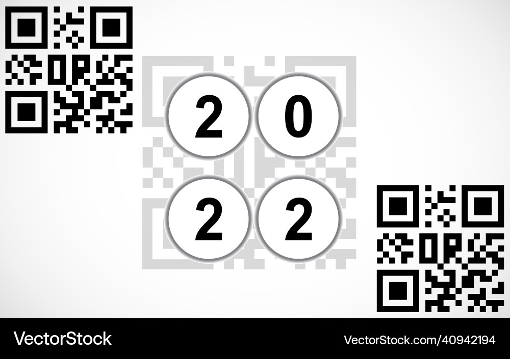 Happy new year 2022 text design with qr code Vector Image