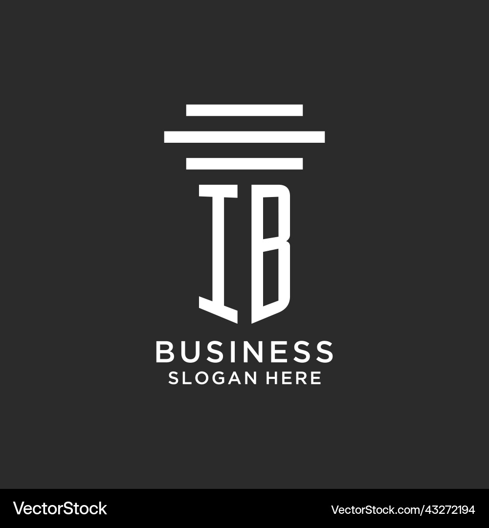 Ib initials with simple pillar logo design Ib initials with simple pillar logo design Vector Image
