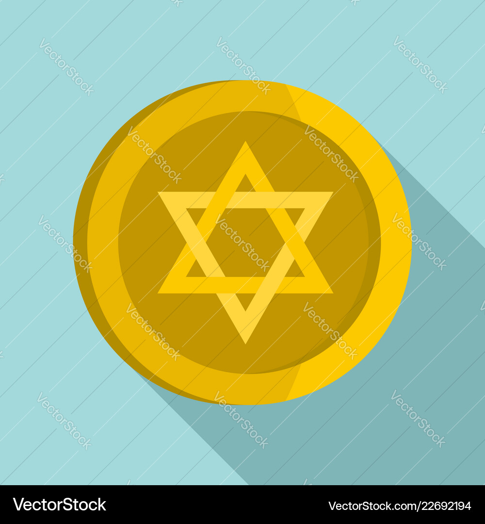 Jewish star coin icon flat style – Royalty-Free Vector | VectorStock