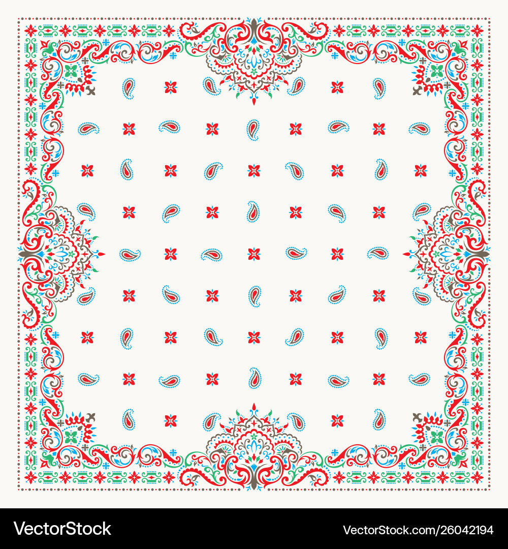 Ornament paisley bandana print seidenhals Ornament paisley bandana print seidenhals vektorbild