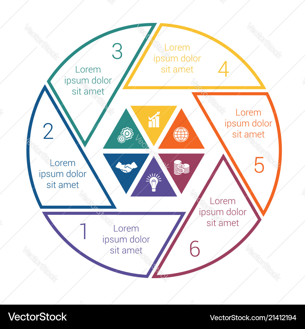 Pie chart on white background from line for 6 Pie chart on white background from line for 6 vector image