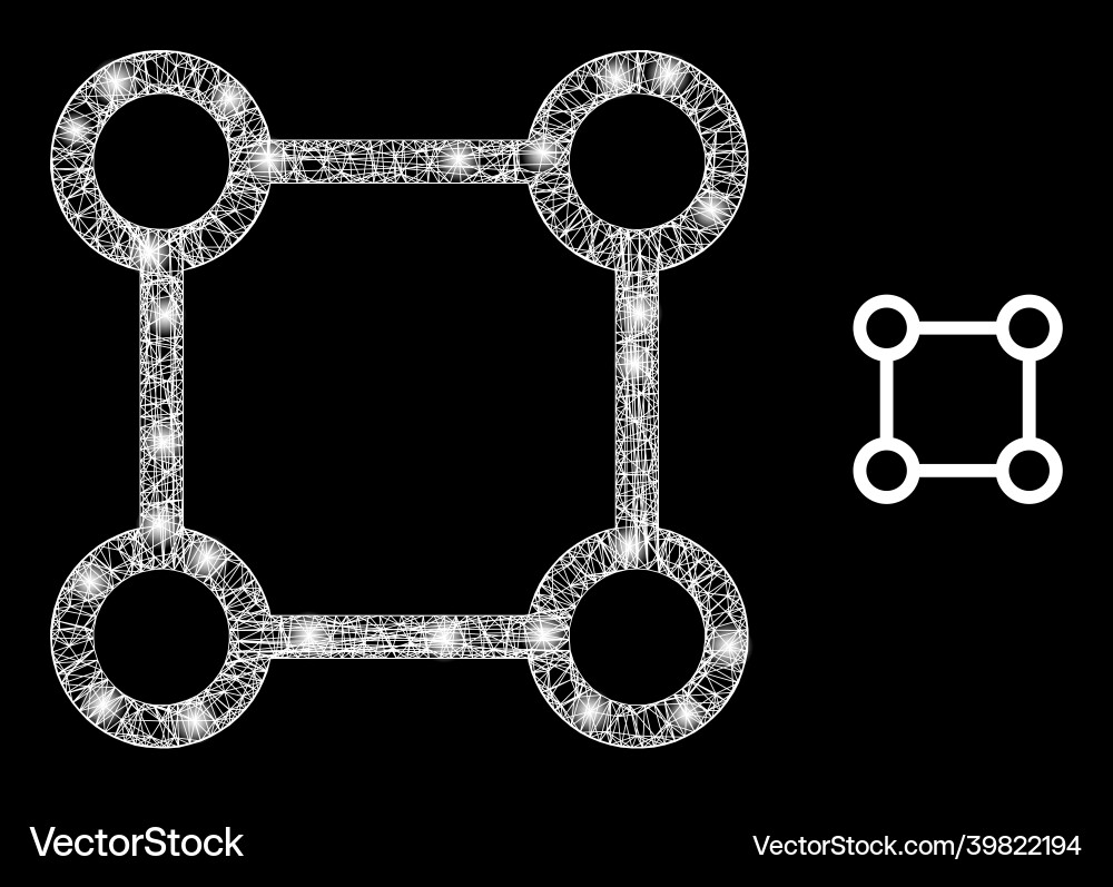 Polygonal wire frame mesh square grid nodes Polygonal wire frame mesh square grid nodes vector image