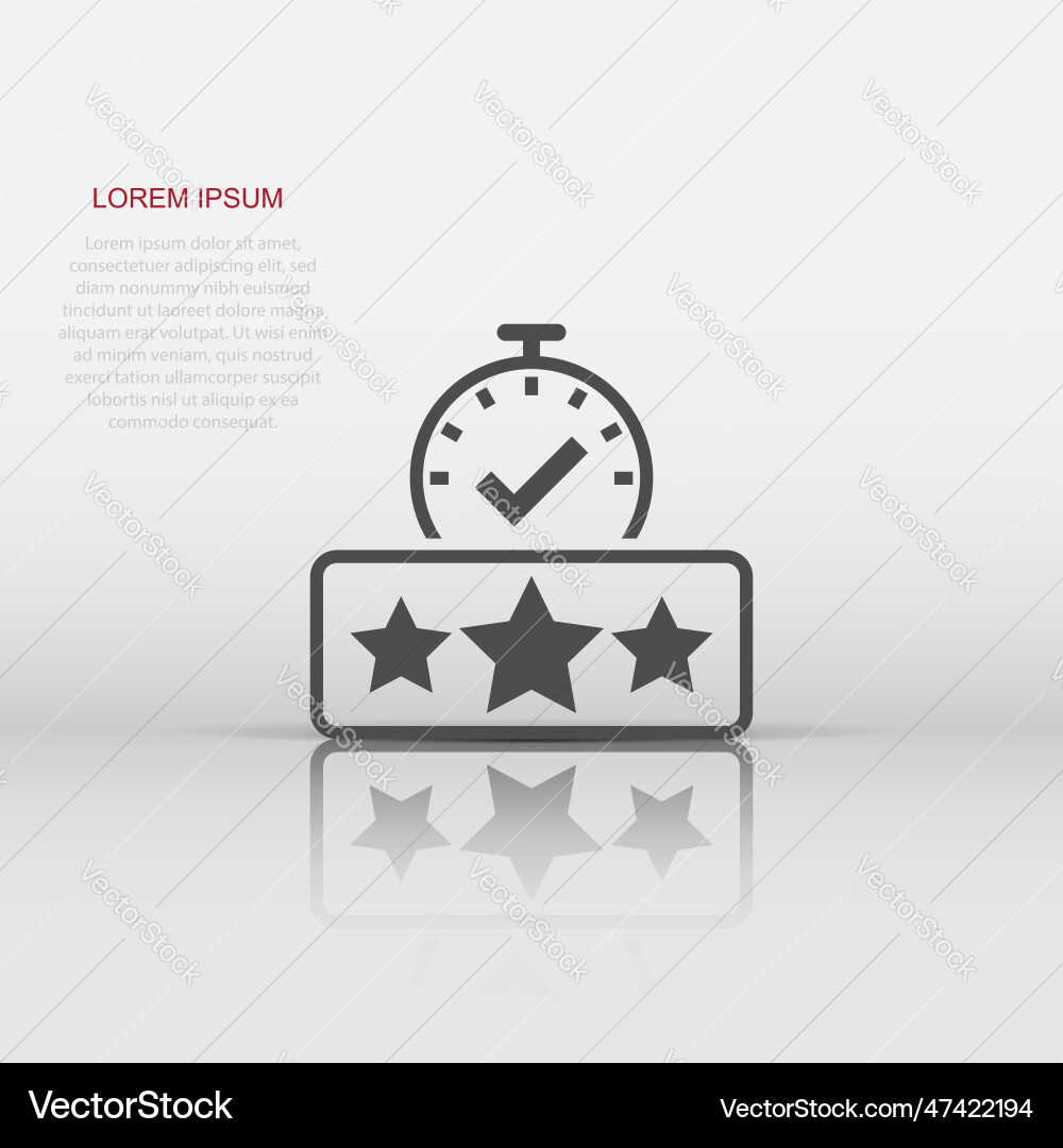 Rating result icon in flat style clock with stars Vector Image