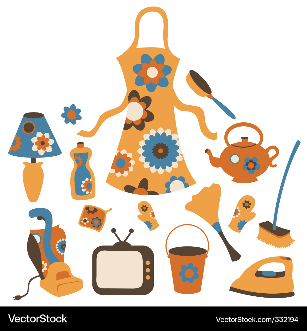 Retro Hausfrau Icons Vektorbild
