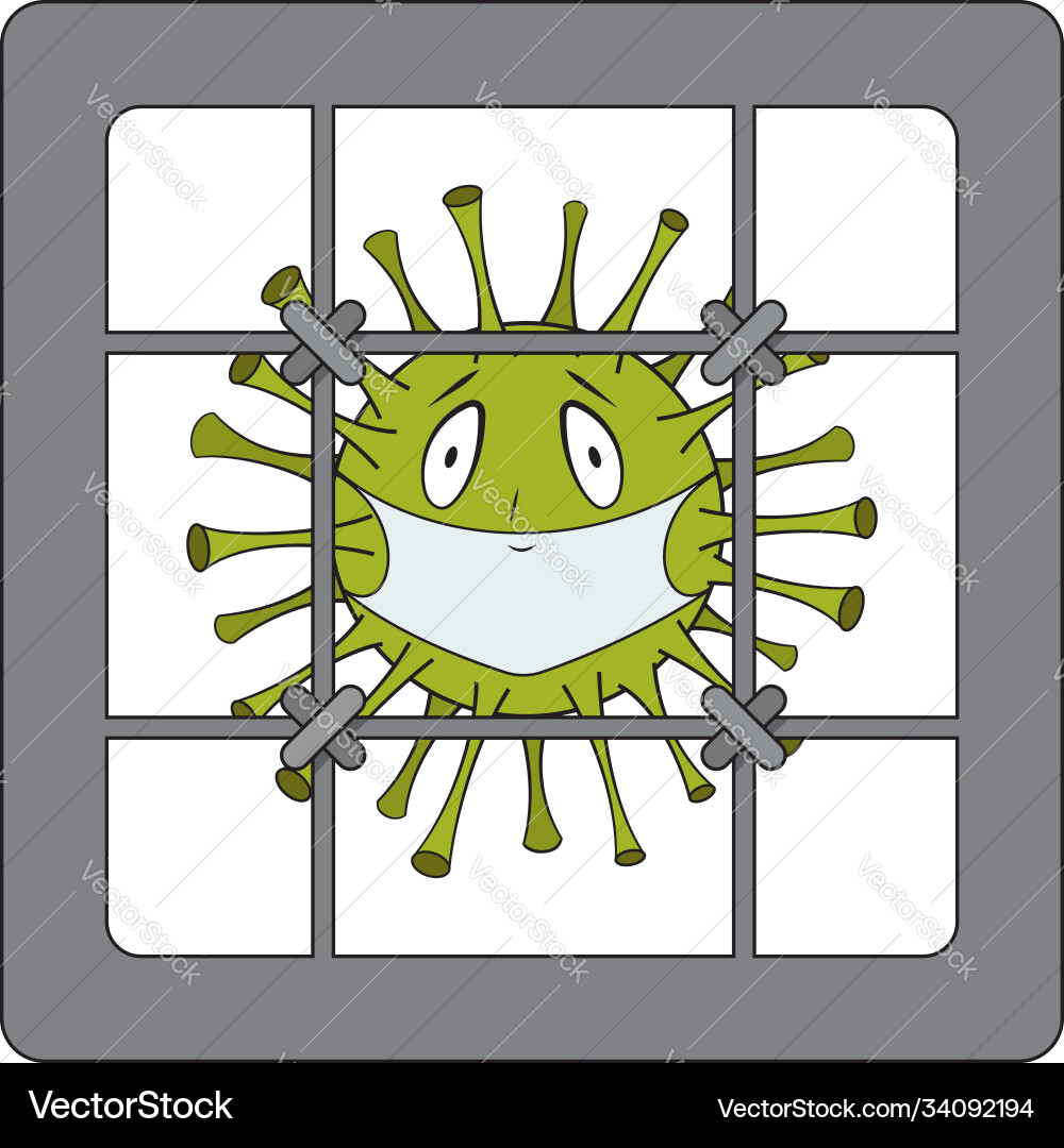 Sad loser emoji masked coronavirus in prison Sad loser emoji masked coronavirus in prison vector image
